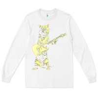 White cat playing guitar Long Sleeve Tee - linhVisuals