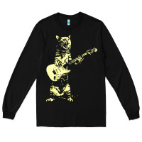 Black cat playing guitar Long Sleeve Tee - linhVisuals