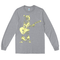 Heather Grey cat playing guitar Long Sleeve Tee - linhVisuals