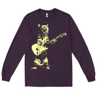 Plum cat playing guitar Long Sleeve Tee - linhVisuals
