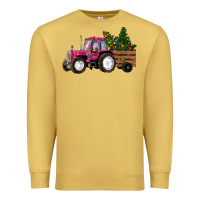 Antique Gold Pink Christmas Farm Tractor Premium Sweatshirt - RanaPortraitStore