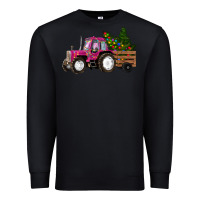 Black Pink Christmas Farm Tractor Premium Sweatshirt - RanaPortraitStore