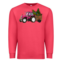 Cardinal Pink Christmas Farm Tractor Premium Sweatshirt - RanaPortraitStore