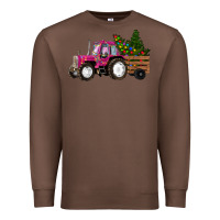 Chestnut Pink Christmas Farm Tractor Premium Sweatshirt - RanaPortraitStore