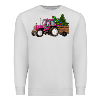 Dove Grey Pink Christmas Farm Tractor Premium Sweatshirt - RanaPortraitStore