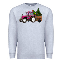 Heather Grey Pink Christmas Farm Tractor Premium Sweatshirt - RanaPortraitStore