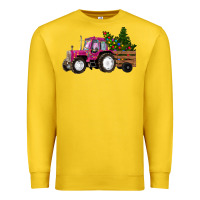 Lemon Pink Christmas Farm Tractor Premium Sweatshirt - RanaPortraitStore