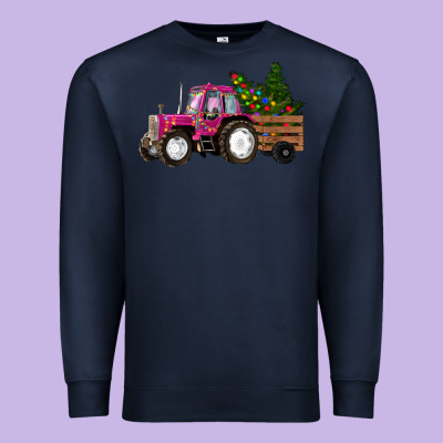 Pink Christmas Farm Tractor Premium Sweatshirt Designed By Ranaportraitstore