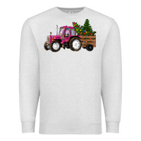 Oatmeal Heather Pink Christmas Farm Tractor Premium Sweatshirt - RanaPortraitStore