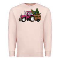 Pale Pink Pink Christmas Farm Tractor Premium Sweatshirt - RanaPortraitStore
