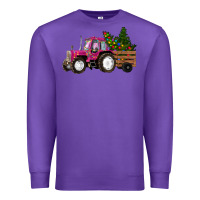 Purple Pink Christmas Farm Tractor Premium Sweatshirt - RanaPortraitStore
