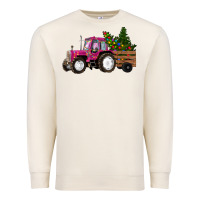 Sandshell Pink Christmas Farm Tractor Premium Sweatshirt - RanaPortraitStore