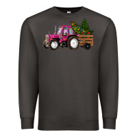 Smoke Pink Christmas Farm Tractor Premium Sweatshirt - RanaPortraitStore