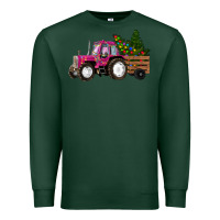 Sports Green Pink Christmas Farm Tractor Premium Sweatshirt - RanaPortraitStore