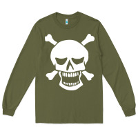 Army Green skull crossbones Long Sleeve Tee - linhVisuals