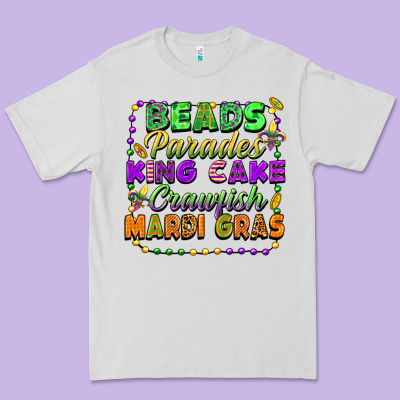 Beads Parades King Cake Crawfish Mardi Gras Premium Tee Designed By Fadigitalartstudio