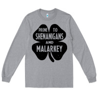 Heather Grey prone to shenanigans and malarkey Long Sleeve Tee - linhVisuals