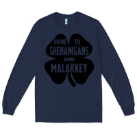 Navy prone to shenanigans and malarkey Long Sleeve Tee - linhVisuals