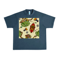 Midnight Navy african woman and mask seamless pattern Urban Heavy Tee - BundleAndBundleShop