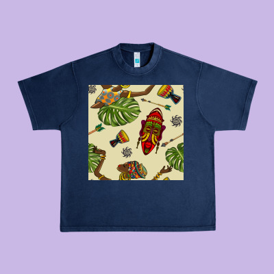 African Woman And Mask Seamless Pattern Urban Heavy Tee Designed By Bundleandbundleshop