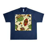 Navy african woman and mask seamless pattern Urban Heavy Tee - BundleAndBundleShop