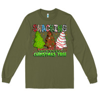 Army Green Snacking Around The Christmas Tree Long Sleeve Tee - CowhideDigitalArt
