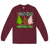 Burgundy Snacking Around The Christmas Tree Long Sleeve Tee - CowhideDigitalArt