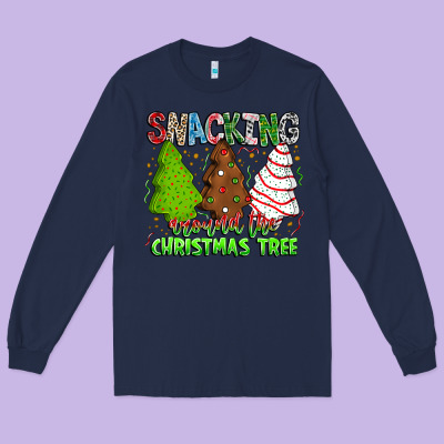 Snacking Around The Christmas Tree Long Sleeve Tee Designed By Cowhidedigitalart