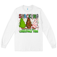 White Snacking Around The Christmas Tree Long Sleeve Tee - CowhideDigitalArt