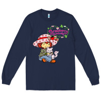 Navy strawberry shortcake and cat Long Sleeve Tee - linhVisuals