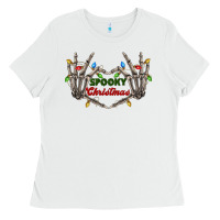 White spooky christmas skeleton hands Ladies Tee - FaDigitalArtStudio