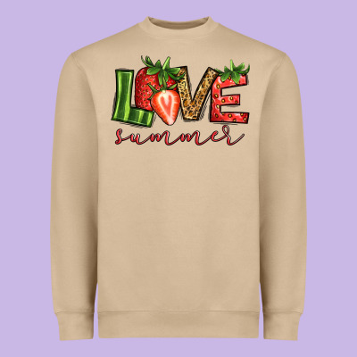Love Summer Strawberry Heavyweight Sweatshirt Designed By Jasminsmagicworld