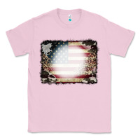 Bubblegum Pink American Flag Cowhide Leopard Bleach Effect Classic Tee - CowCowDesign