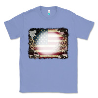 Colony Blue American Flag Cowhide Leopard Bleach Effect Classic Tee - CowCowDesign