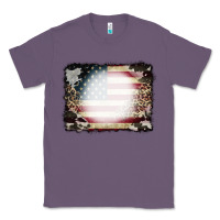 Lavender American Flag Cowhide Leopard Bleach Effect Classic Tee - CowCowDesign