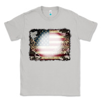 Moon Dust American Flag Cowhide Leopard Bleach Effect Classic Tee - CowCowDesign