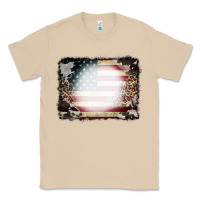 Mushroom American Flag Cowhide Leopard Bleach Effect Classic Tee - CowCowDesign