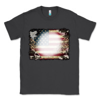 Smoke American Flag Cowhide Leopard Bleach Effect Classic Tee - CowCowDesign