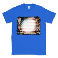 True Royal American Flag Cowhide Leopard Bleach Effect Classic Tee - CowCowDesign