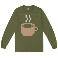 Army Green pixel coffee Long Sleeve Tee - linhVisuals