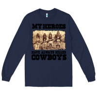 Navy my heroes have always killed cowboys retro Long Sleeve Tee - linhVisuals