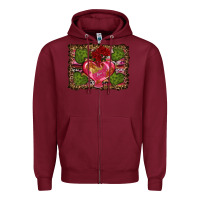 Burgundy Western Background Valentine's Day Zipper Hoodie - RanaPortraitStore