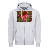 Heather Grey Western Background Valentine's Day Zipper Hoodie - RanaPortraitStore