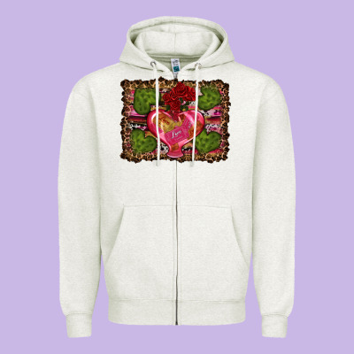 Western Background Valentine's Day Zipper Hoodie Designed By Ranaportraitstore