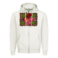 Oatmeal Heather Western Background Valentine's Day Zipper Hoodie - RanaPortraitStore