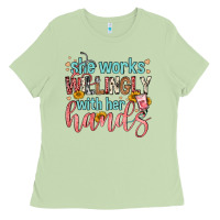 Matcha she works willingly with her hands Ladies Tee - FaDigitalArtStudio