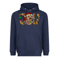 Navy Cockapoo Christmas Joy Heavyweight Hoodie - RanaPortraitStore