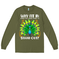 Army Green peacock inspired beautiful color bird (3) Long Sleeve Tee - linhVisuals