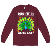 Burgundy peacock inspired beautiful color bird (3) Long Sleeve Tee - linhVisuals