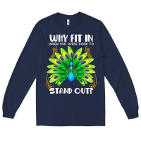 Navy peacock inspired beautiful color bird (3) Long Sleeve Tee - linhVisuals